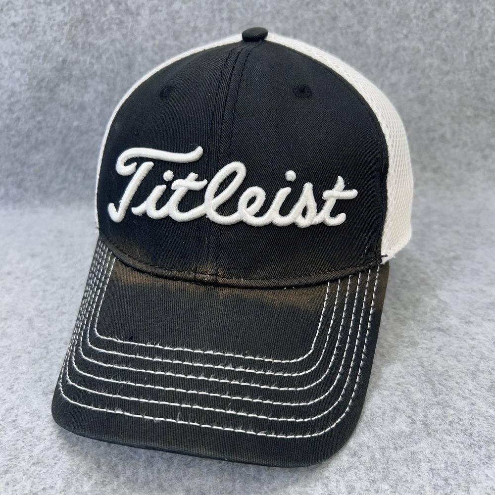 Titleist by New Era Mesh Back Golf Hat Black White Small Medium S/M